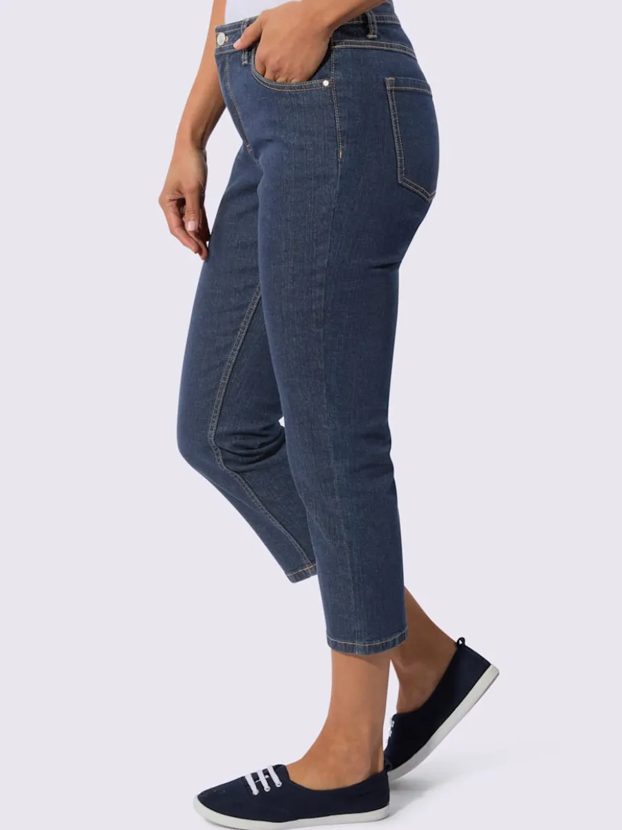Jean 5 poches en coton stretch indéformable à fermeture éclair