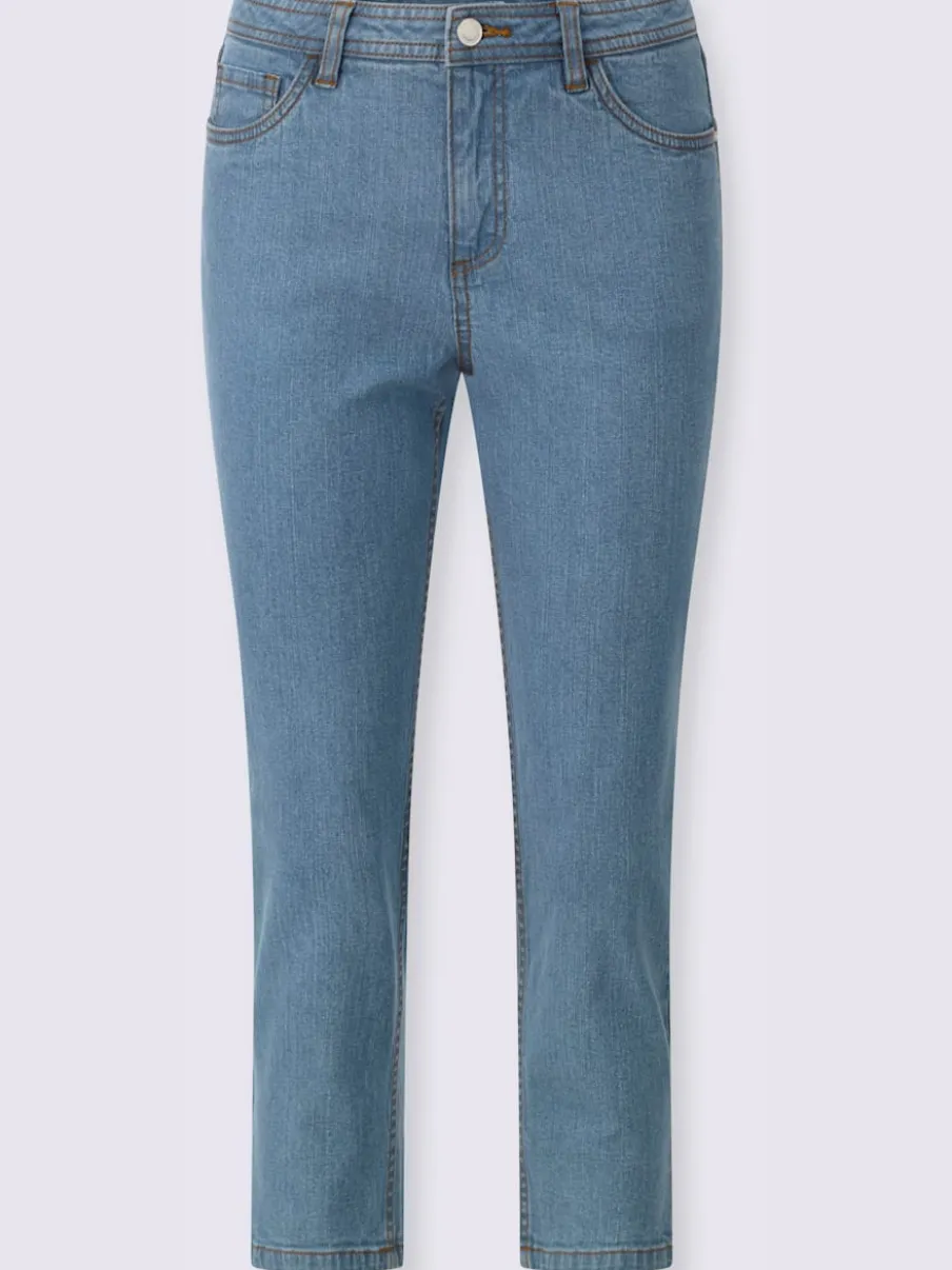 Jean 5 poches en coton stretch indéformable à fermeture éclair