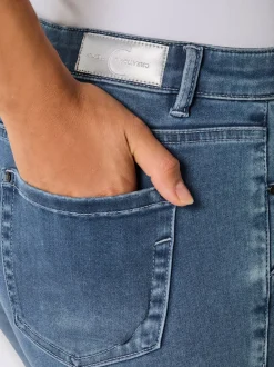 Jean 5 poches en denim doux avec ceinture à coulisse