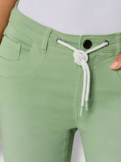 Jean 5 poches en denim doux avec ceinture à coulisse