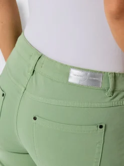 Jean 5 poches en denim doux avec ceinture à coulisse