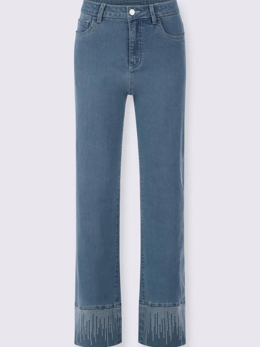 Jean 5 poches en mélange de coton et lyocell avec détails brillant