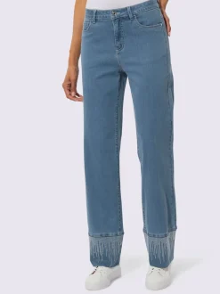 Jean 5 poches en mélange de coton et lyocell avec détails brillant