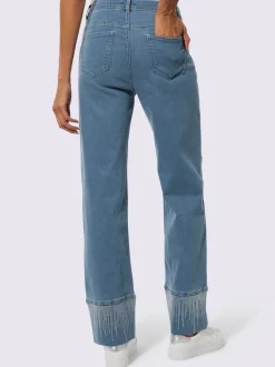 Jean 5 poches en mélange de coton et lyocell avec détails brillant