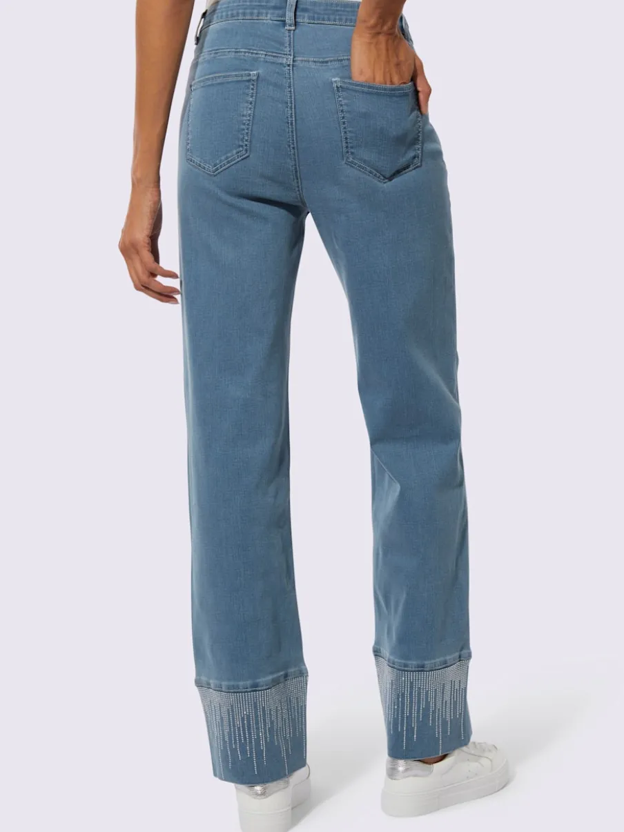 Jean 5 poches en mélange de coton et lyocell avec détails brillant