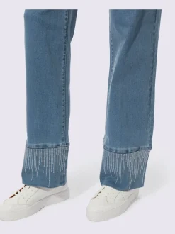 Jean 5 poches en mélange de coton et lyocell avec détails brillant