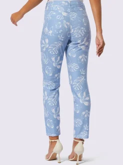 Jean 5 poches extensible avec imprimé feuilles stylisé