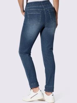 Jean 5 poches extensible ceinture élastique avec bords-côtes
