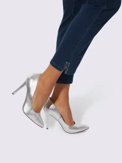 Jean 5 poches ultra-extensible avec détail léopard et confort