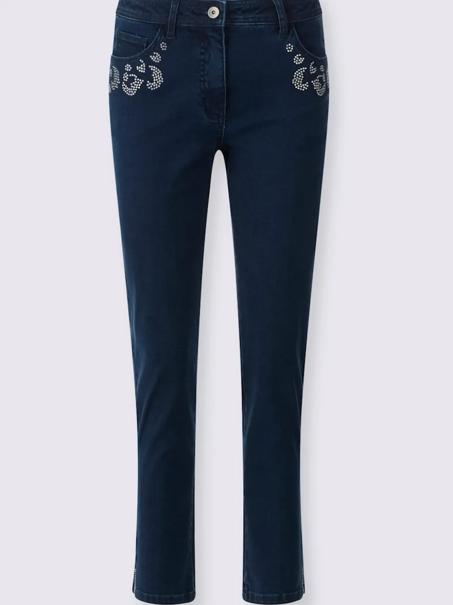 Jean 5 poches ultra-extensible avec détail léopard et confort
