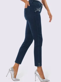 Jean 5 poches ultra-extensible avec détail léopard et confort
