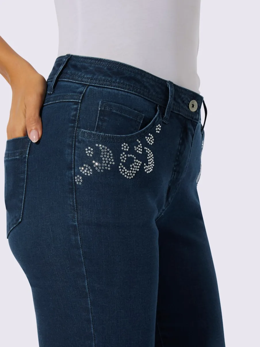 Jean 5 poches ultra-extensible avec détail léopard et confort