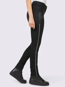 Jean push-up avec poches glissières et ruban gros grain