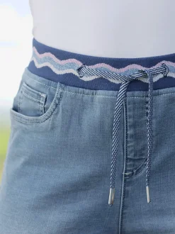 Jean push-up 5 poches avec ceinture élastique à motifs