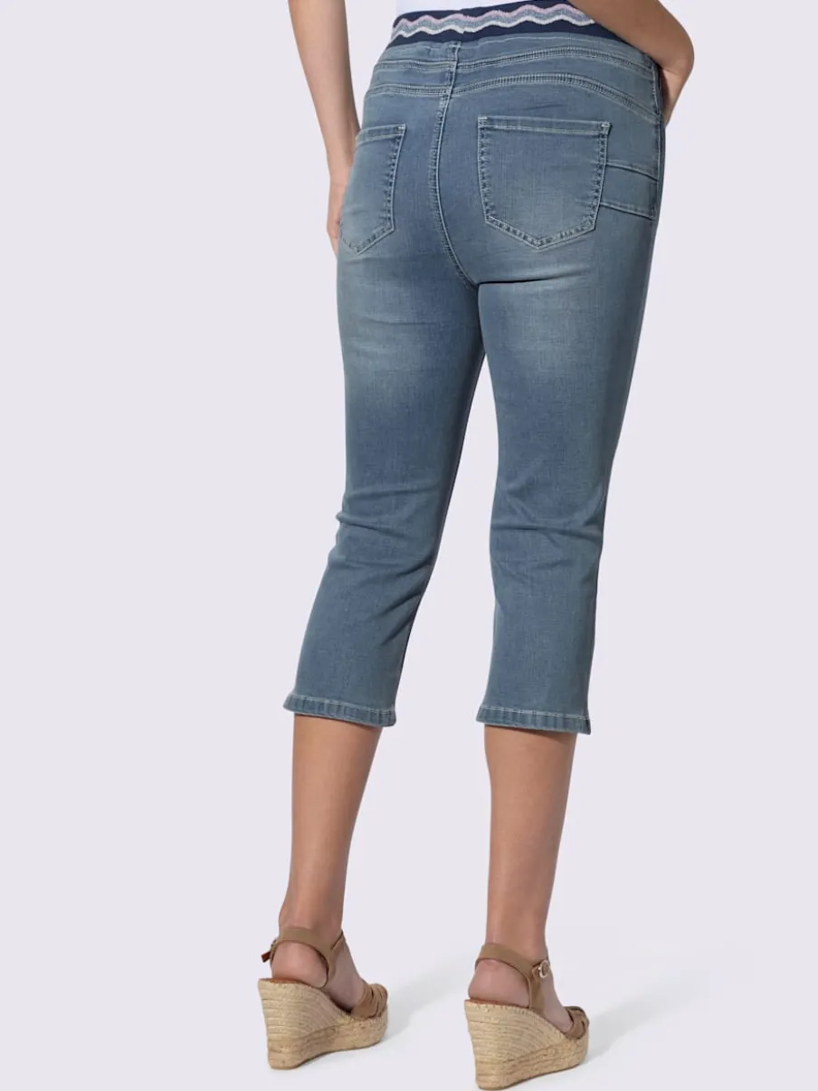 Jean push-up 5 poches avec ceinture élastique à motifs