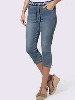 Jean push-up 5 poches avec ceinture élastique à motifs