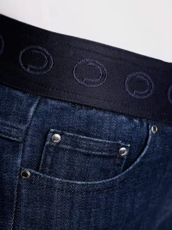 Jean raccourci en mélange coton et lyocell avec ceinture élastique