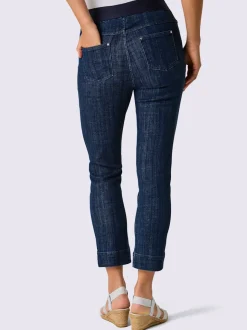 Jean raccourci en mélange coton et lyocell avec ceinture élastique