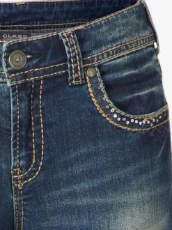 Jean skinny avec broderie et effet ventre plat