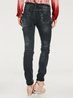 Jean skinny avec broderie et effet ventre plat