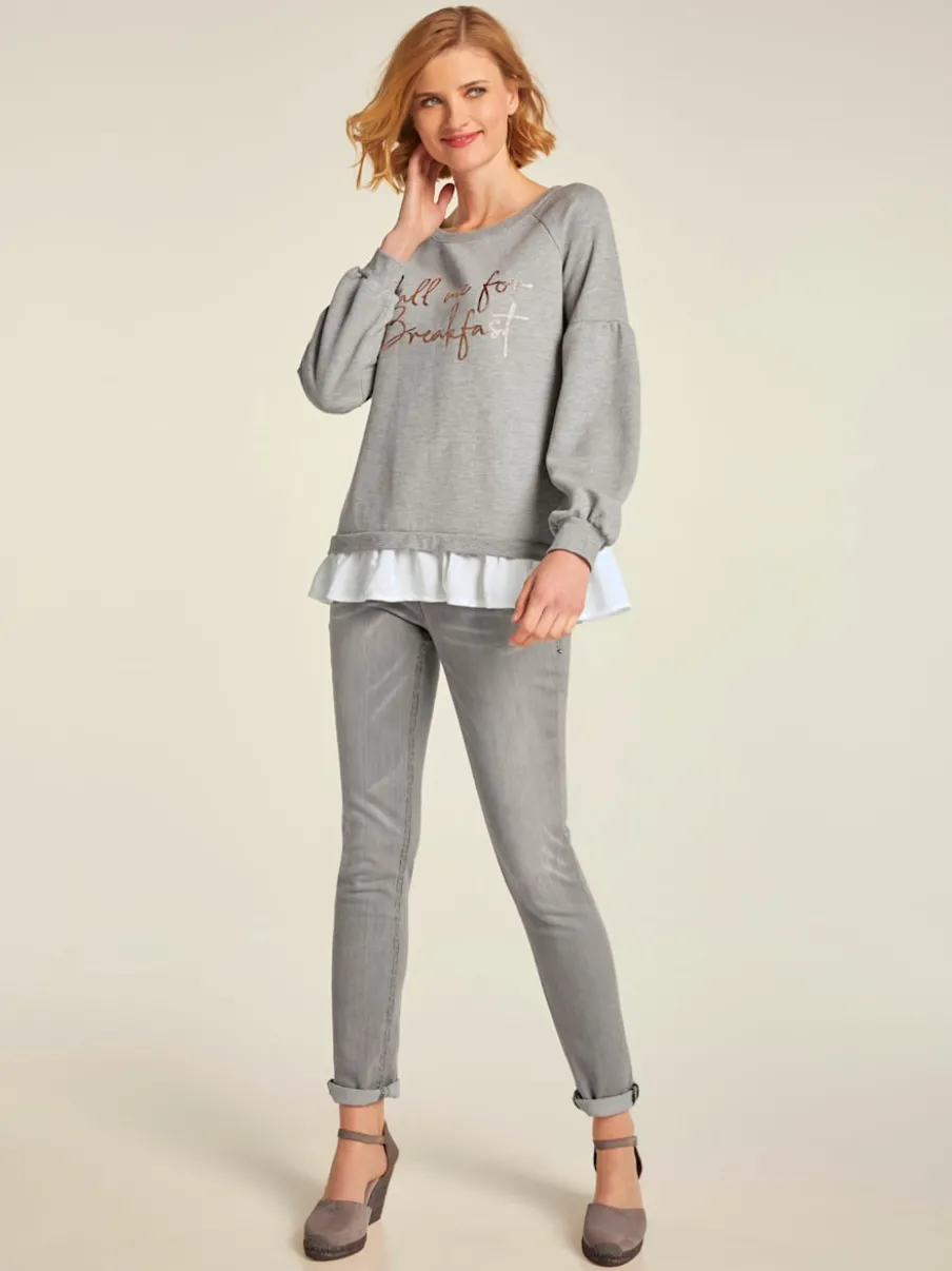 Jean skinny avec broderie et effet ventre plat