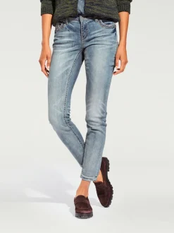 Jean skinny avec broderie et effet ventre plat