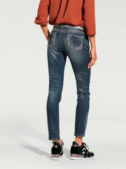 Jean skinny avec broderie et effet ventre plat