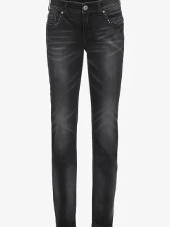 Jean skinny avec broderie et effet ventre plat