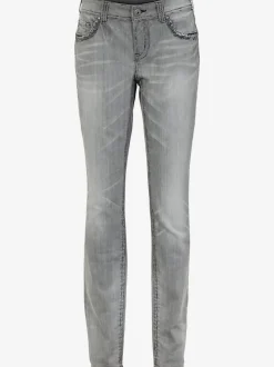 Jean skinny avec broderie et effet ventre plat