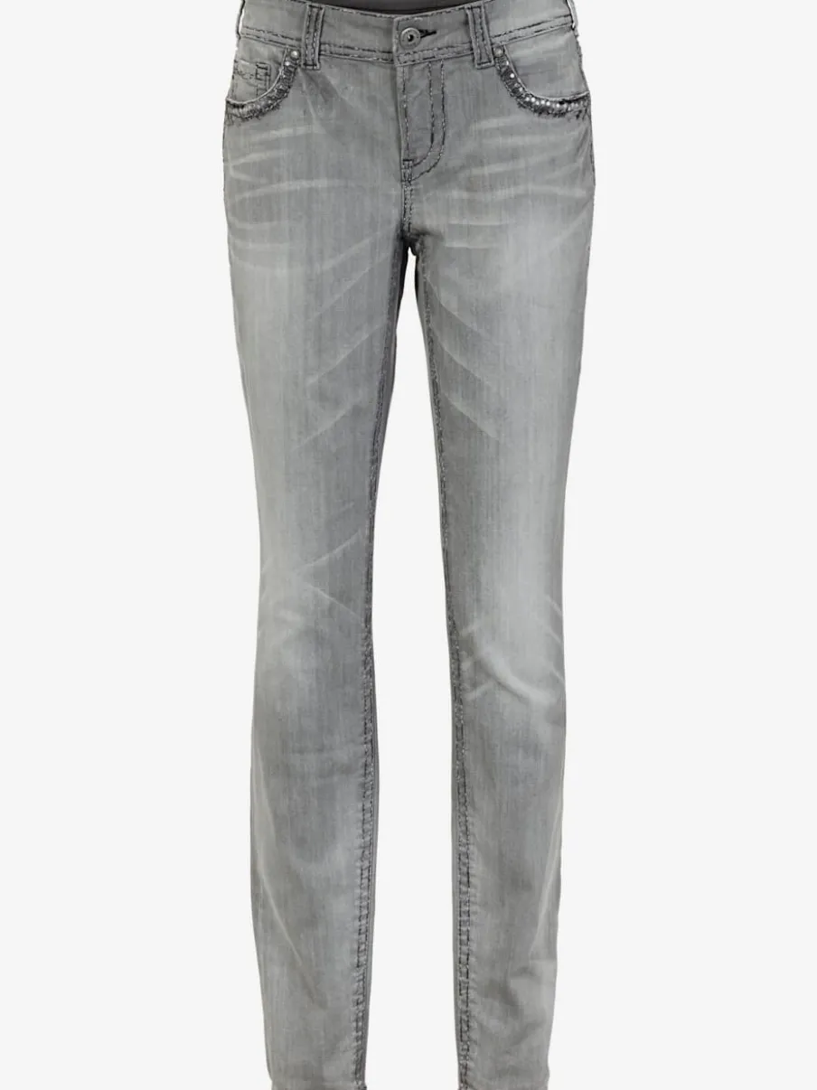 Jean skinny avec broderie et effet ventre plat