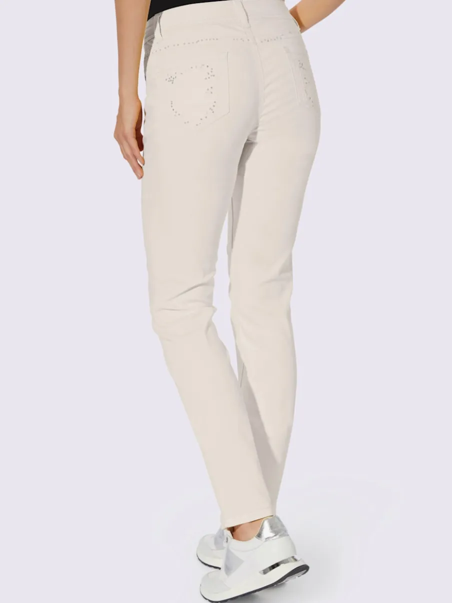 Jean skinny avec broderie et effet ventre plat