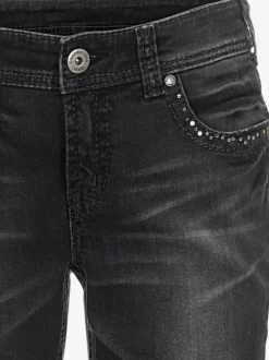 Jean skinny avec broderie et effet ventre plat