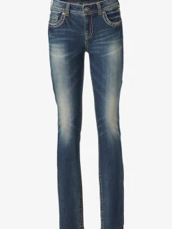 Jean skinny avec broderie et effet ventre plat