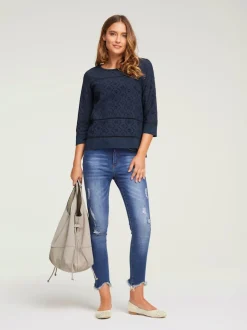 Jean skinny avec effet ventre plat et aspect déchiré