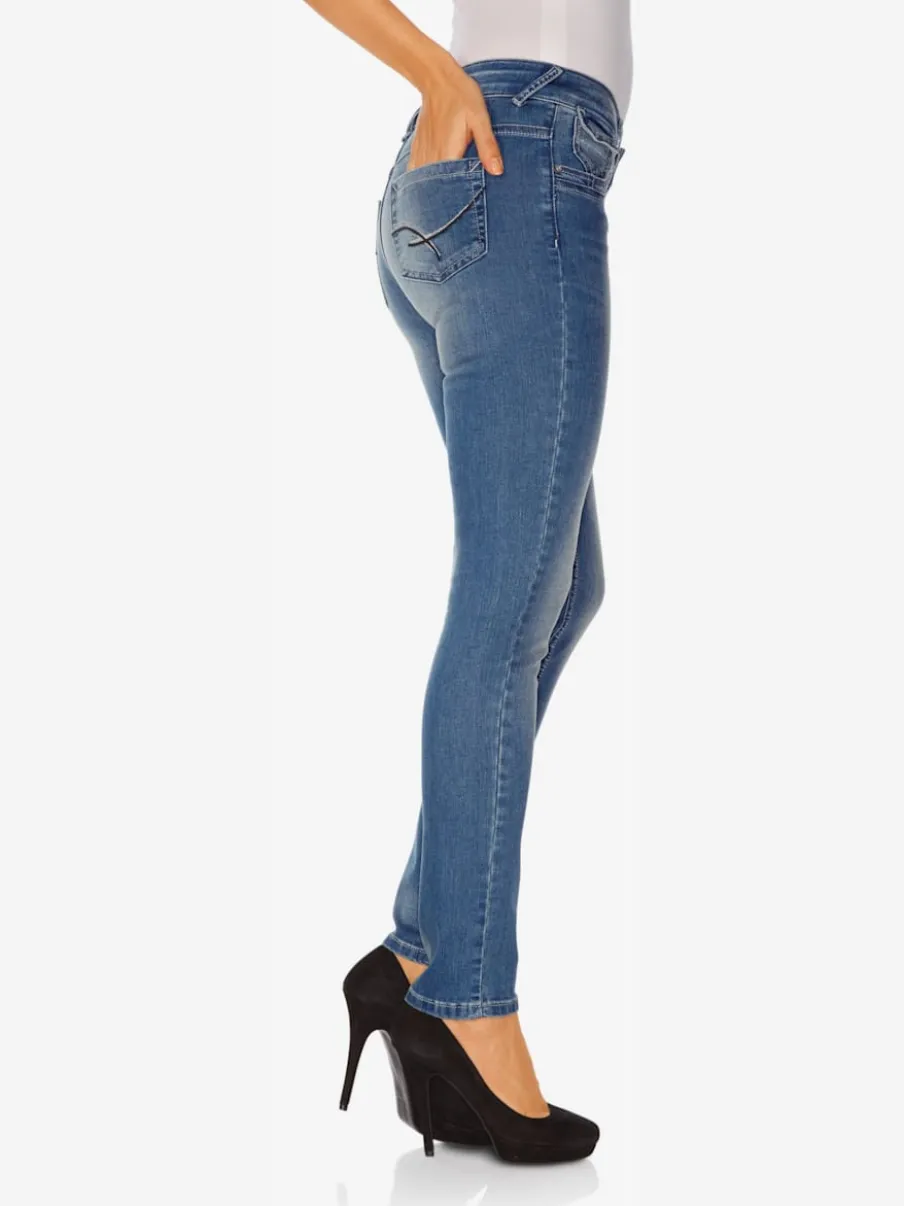 Jean skinny effet ventre plat avec matière élastique