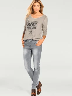 Jean skinny effet ventre plat avec matière élastique