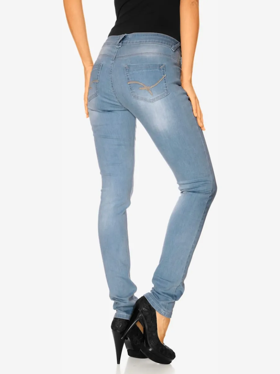 Jean skinny effet ventre plat avec matière élastique