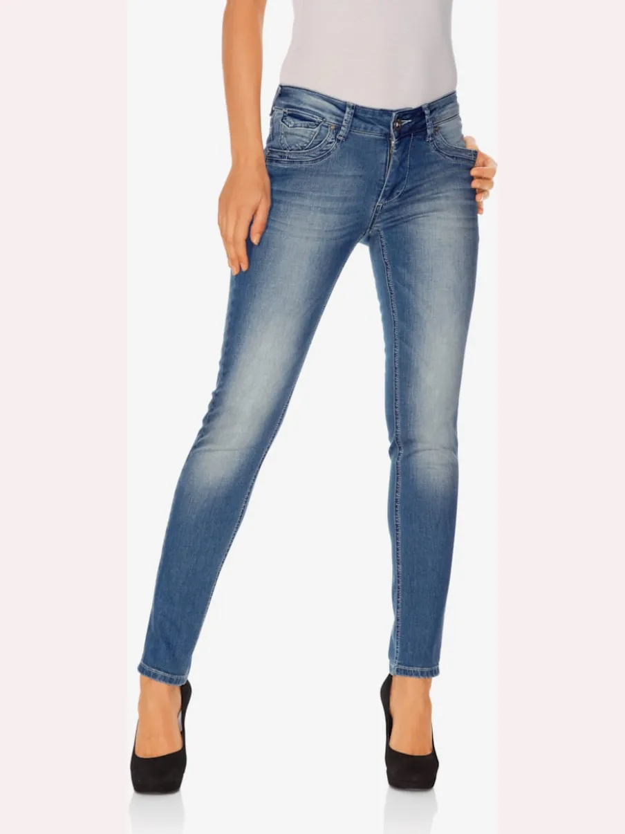 Jean skinny effet ventre plat avec matière élastique