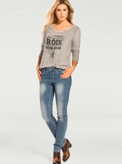 Jean skinny effet ventre plat avec matière élastique