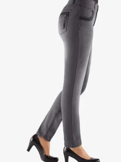 Jean skinny en coton à poches ornées et zips