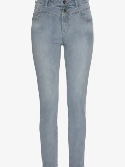 Jean skinny fit avec patte de boutonnage visible et coupe 5 poches
