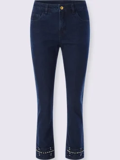 Jean 7/8 slim fit avec effet push-up et perles brillantes