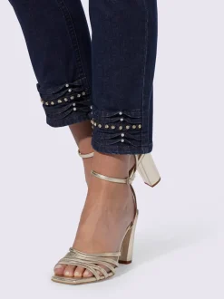 Jean 7/8 slim fit avec effet push-up et perles brillantes