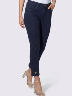 Jean 7/8 slim fit avec effet push-up et perles brillantes
