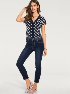 Jean 7/8 slim fit avec effets ventre plat idéalement ajusté