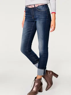 Jean slim fit 7/8 effet ventre plat usé