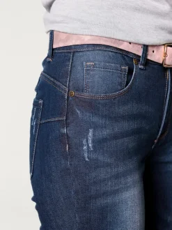 Jean slim fit 7/8 effet ventre plat usé