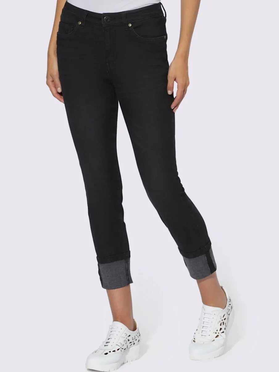 Jean slim fit 7/8 effet ventre plat usé