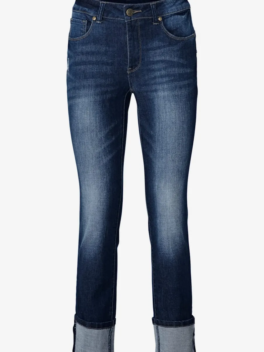 Jean slim fit 7/8 effet ventre plat usé
