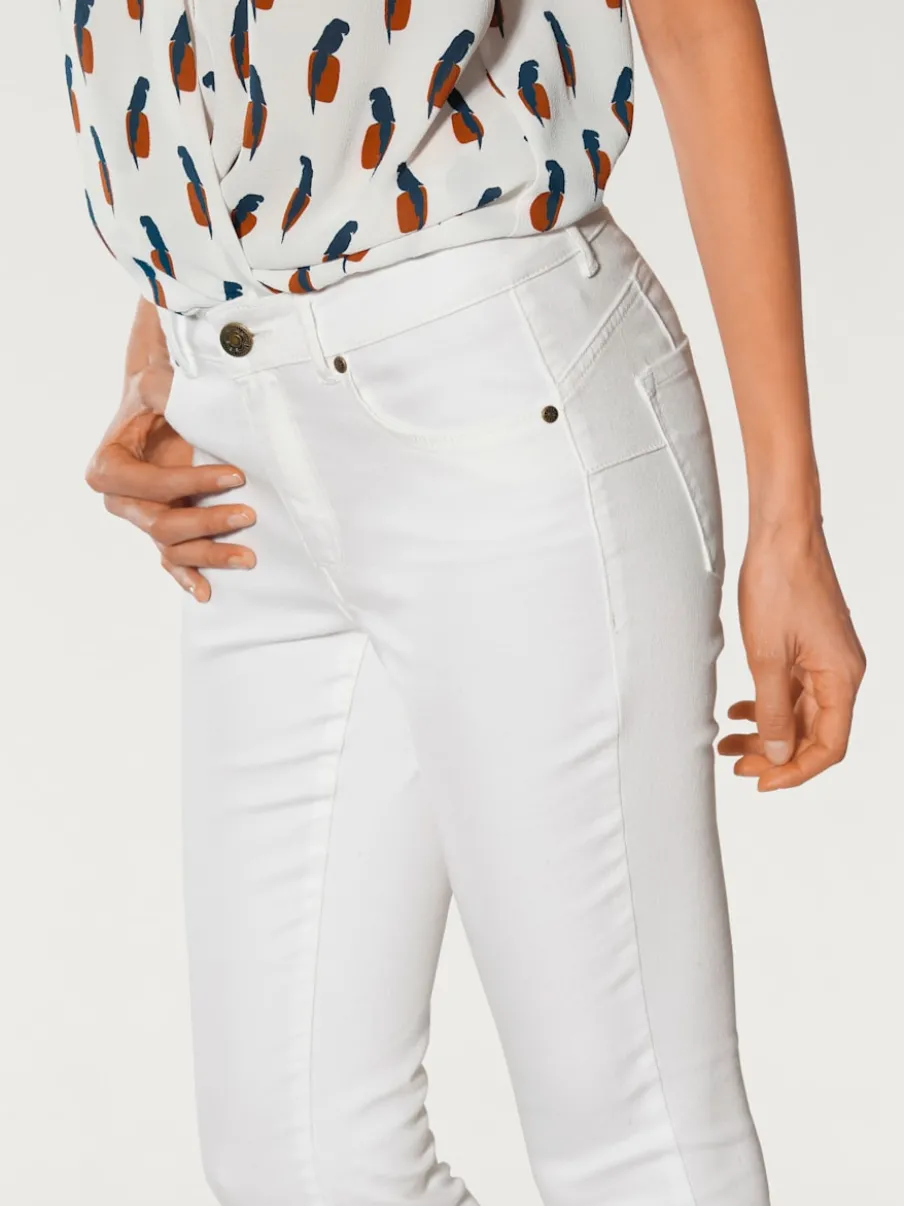Jean slim fit 7/8 effet ventre plat usé